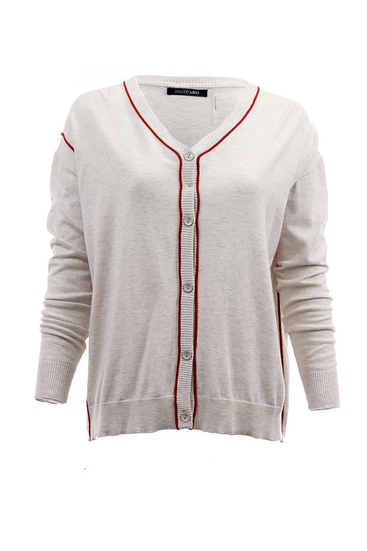 Baseball Style Silk & Cotton Cardigan